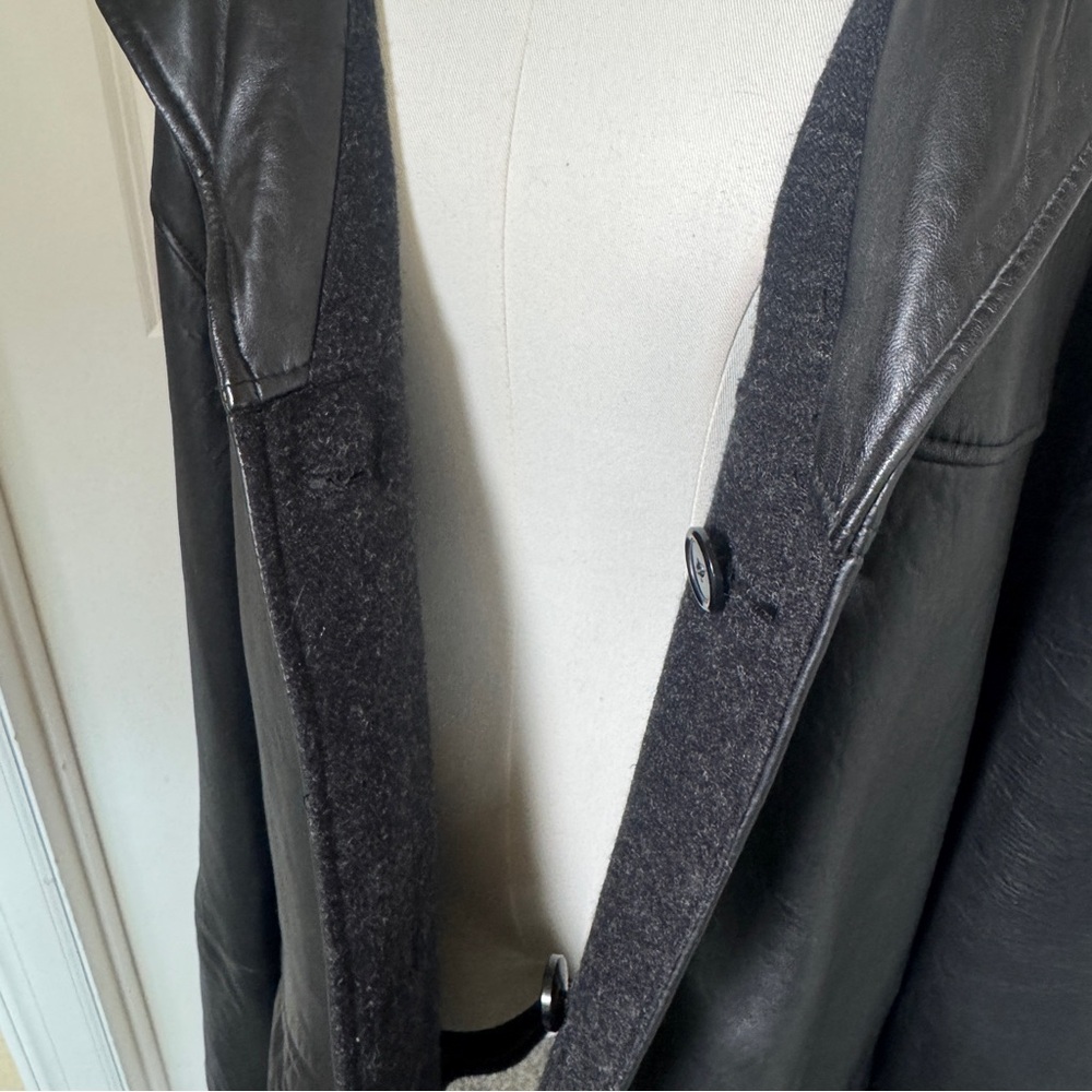Reed Leather Car Coat Mens 3XT Black Button Front Lined Jacket Big Tall - Picture 6 of 13
